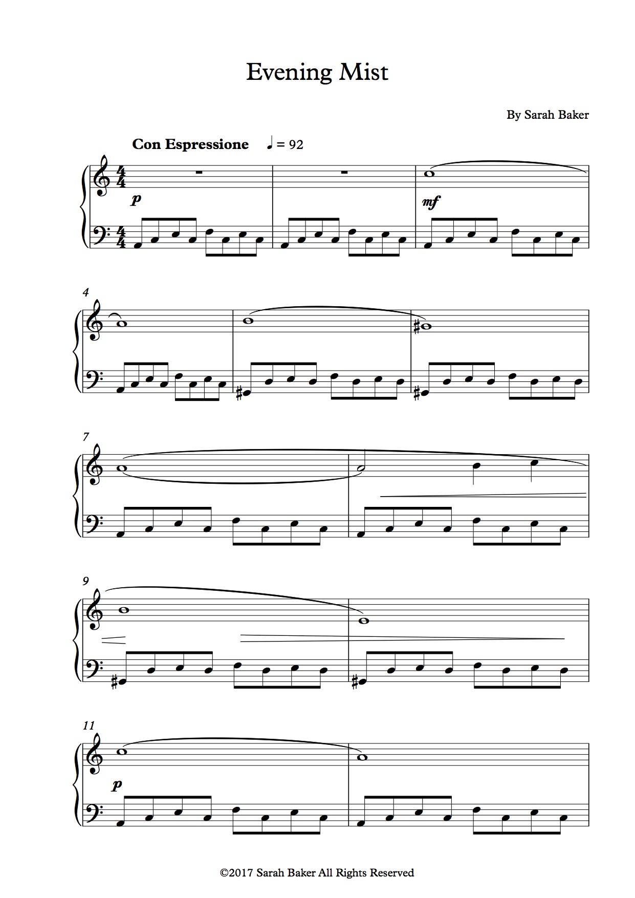 Evening Mist score example