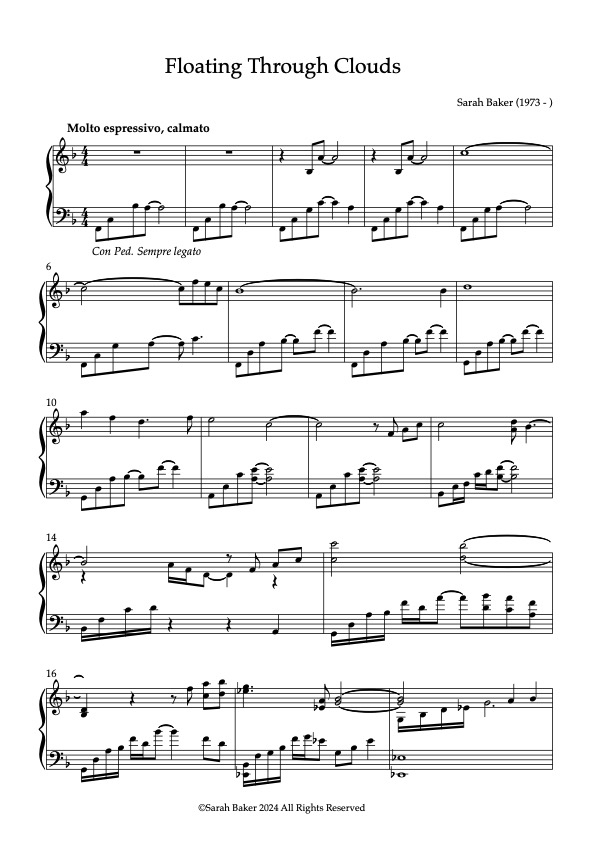 Floating Through Clouds score example